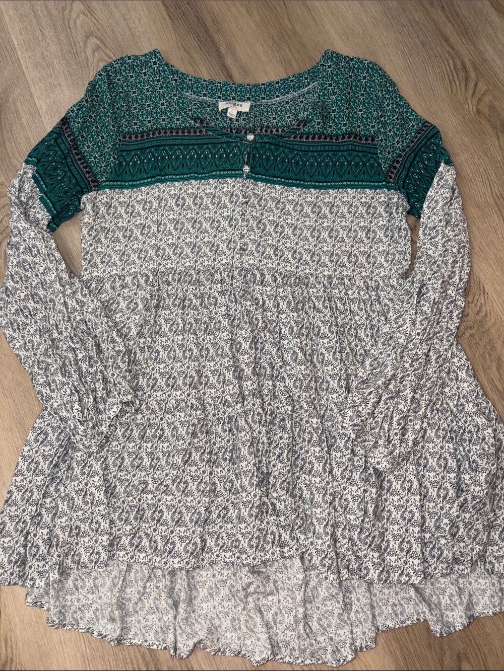 Umgee Boho Tiered High-Low Tunic Top • Size Large festival peasant lightweight